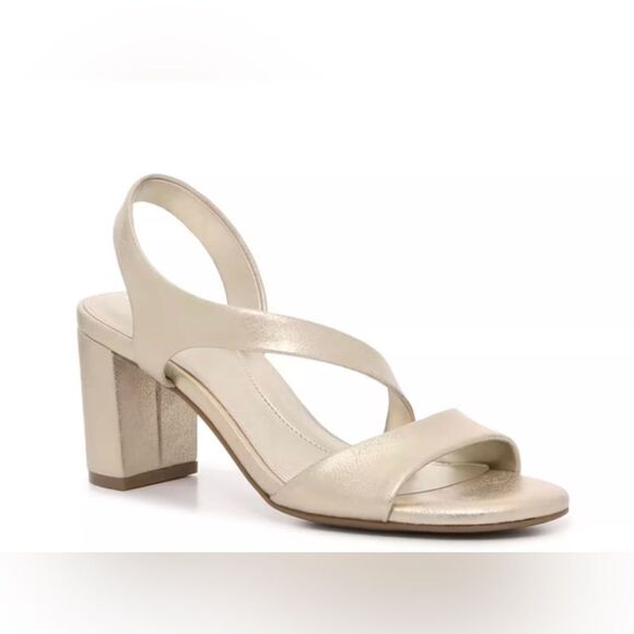 Anne Klein Resley Heeled Round Open Toe Sandals In Gold Size 8.5 - Picture 1 of 12